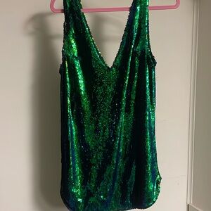 Free People Intimately Green Sequin Top Dress